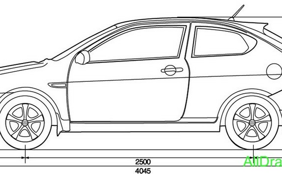 Hyundai Accent 3door (2007) (Hyundai Accent 3dverny (2007)) - drawings of the car
